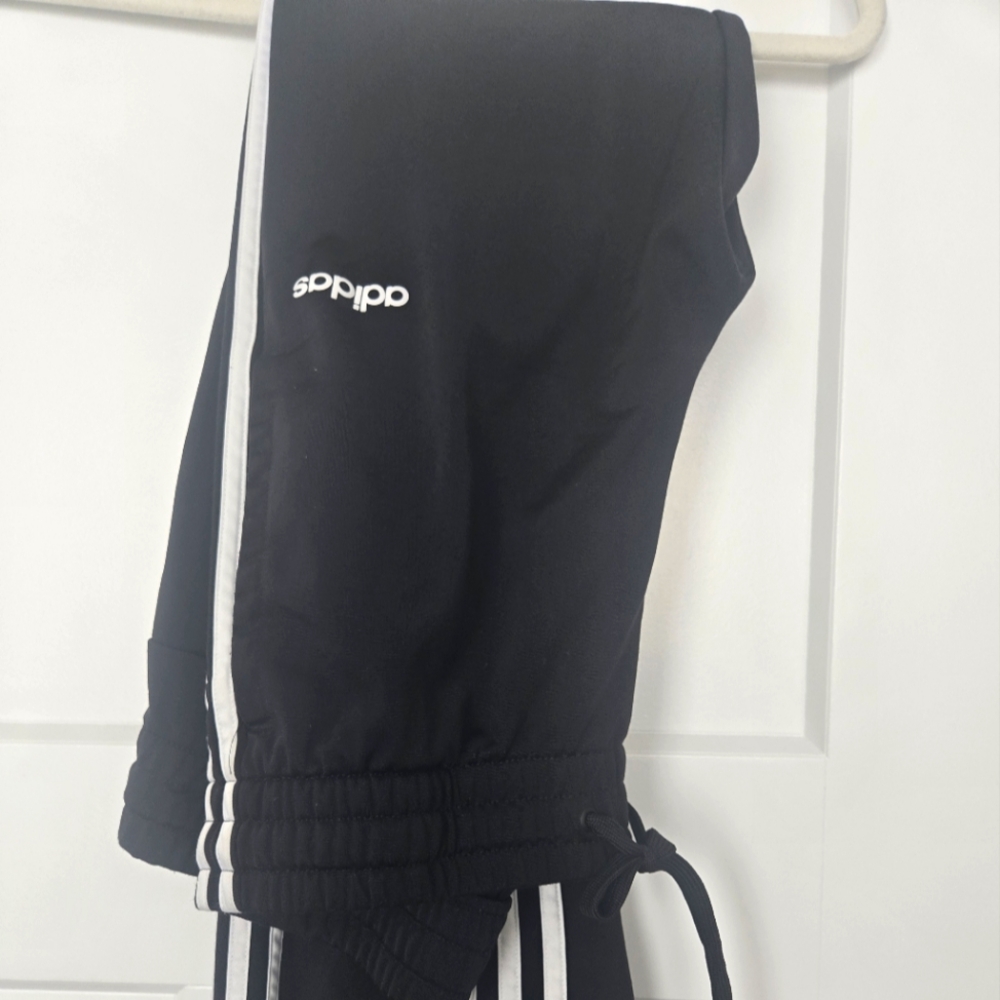 Adidas track jogger pants size medium, black and white